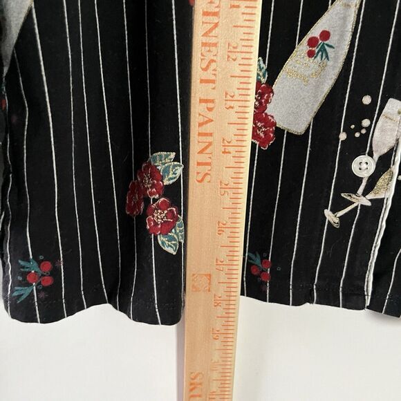 Soma Pajama Top Embraceable Medium Champagne Pin Stripe Floral Berries New Year‎ - Picture 6 of 10